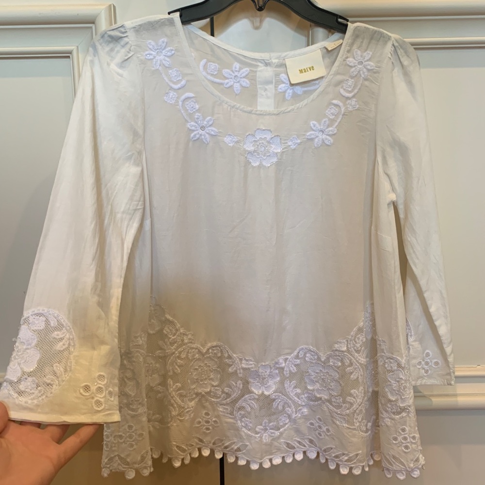 ANTHROPOLOGIE MAEVE WHITE BLOUSE